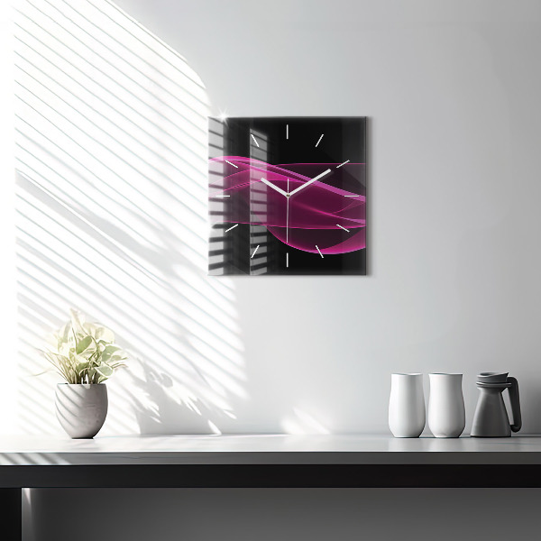 Square wall clock Pink abstraction