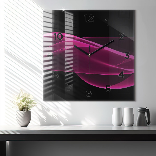 Square wall clock Pink abstraction