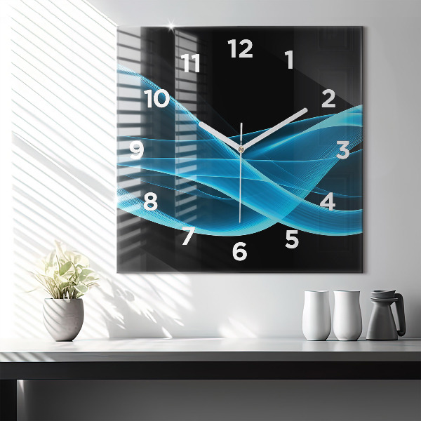 Square wall clock Blue abstraction