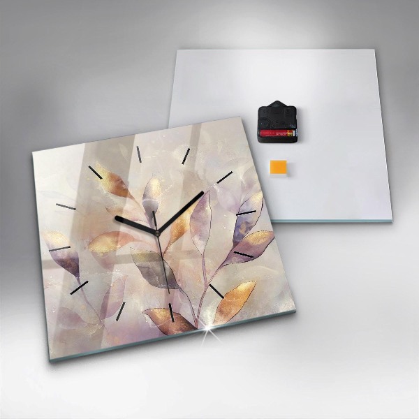 Square wall clock Abstract boho leaves