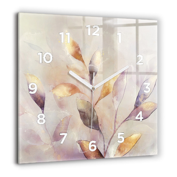 Square wall clock Abstract boho leaves