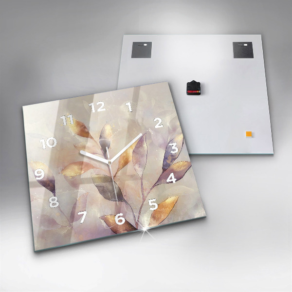 Square wall clock Abstract boho leaves