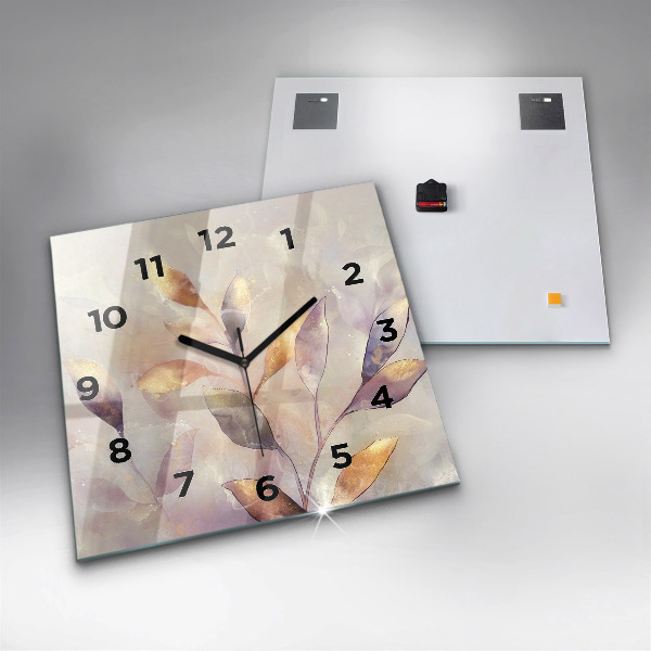Square wall clock Abstract boho leaves