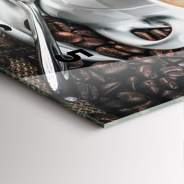 Square wall clock Cup and coffee beans