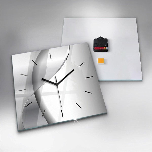 Square wall clock Silver abstraction