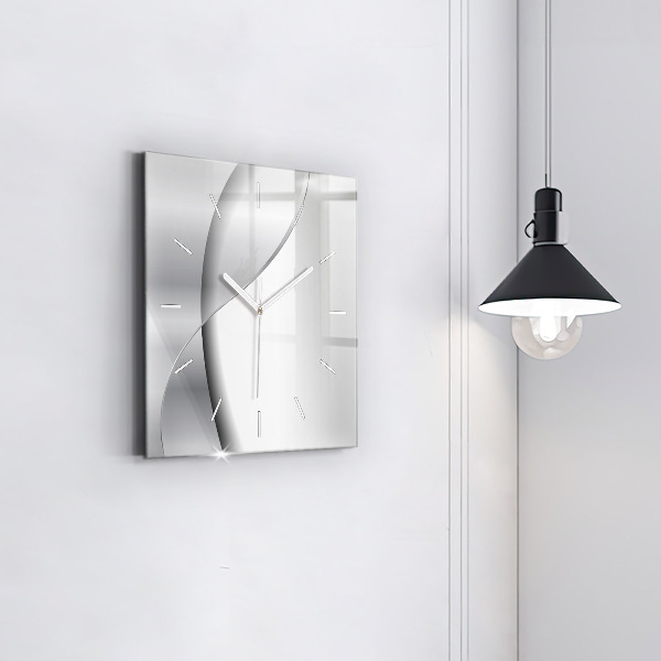 Square wall clock Silver abstraction
