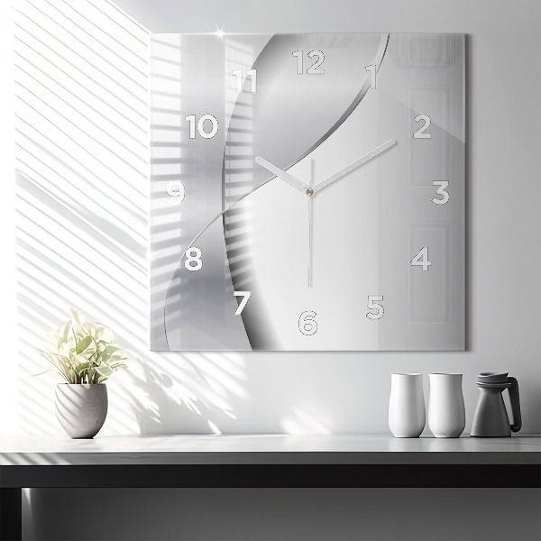 Square wall clock Silver abstraction
