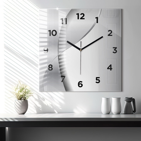 Square wall clock Silver abstraction