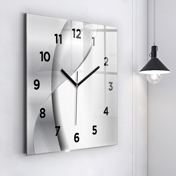 Square wall clock Silver abstraction
