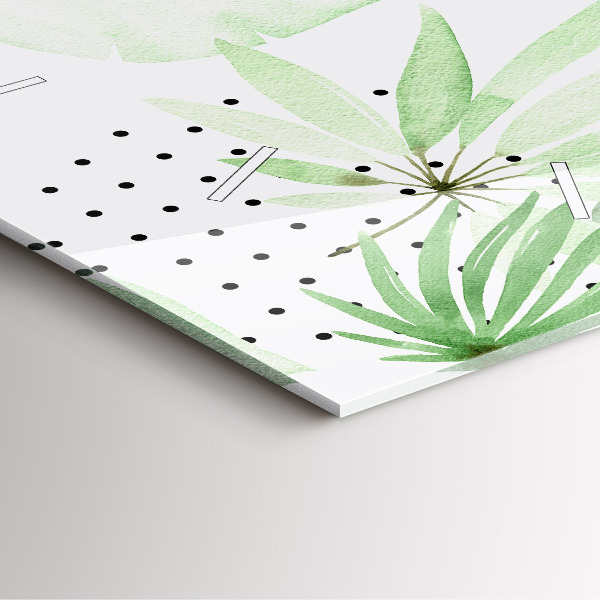 Square wall clock Green leaves