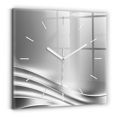 Square wall clock Silver abstraction