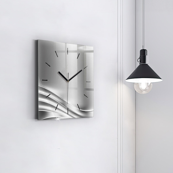 Square wall clock Silver abstraction