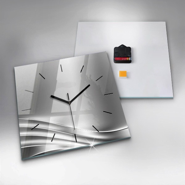 Square wall clock Silver abstraction
