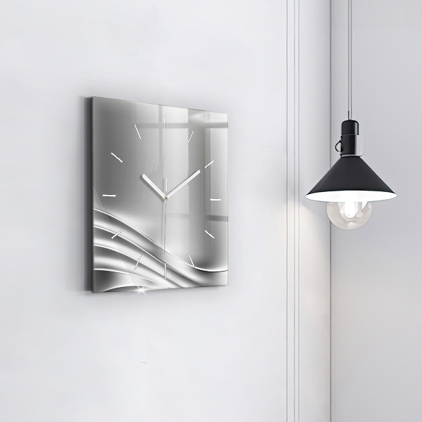 Square wall clock Silver abstraction