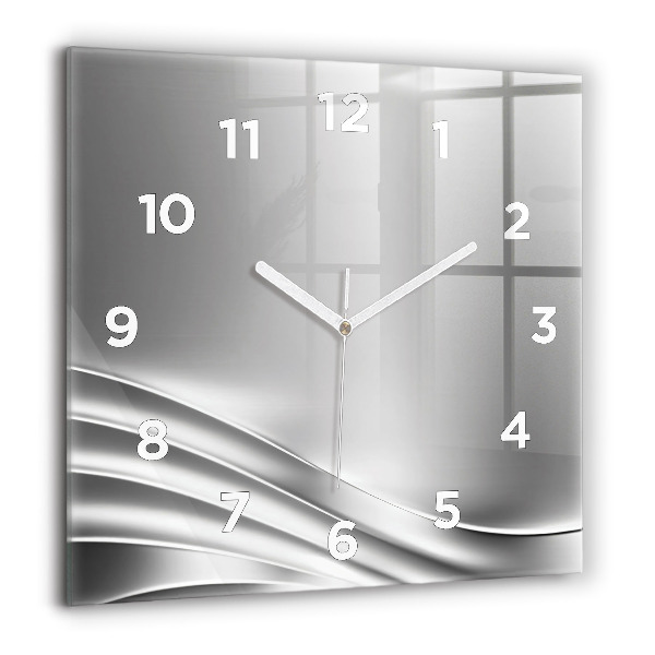 Square wall clock Silver abstraction