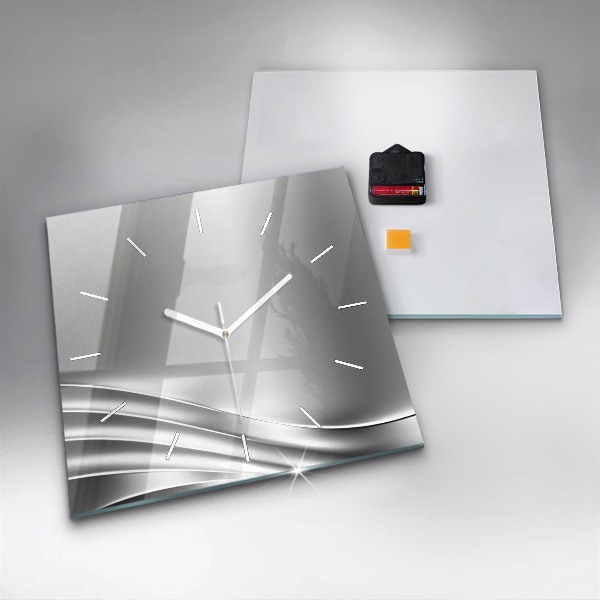 Square wall clock Silver abstraction