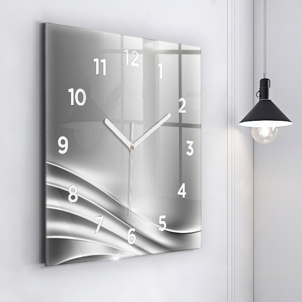 Square wall clock Silver abstraction