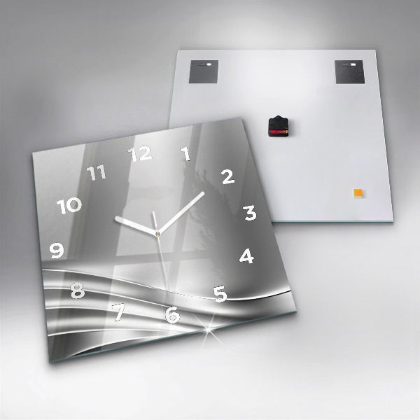 Square wall clock Silver abstraction