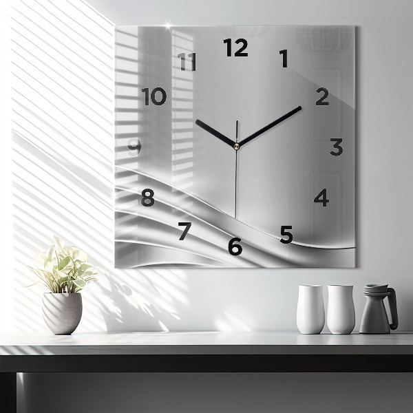 Square wall clock Silver abstraction