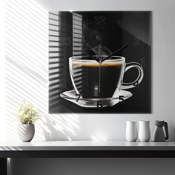 Square wall clock Black coffee