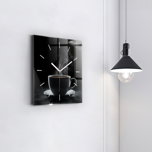 Square wall clock A cup of black coffee