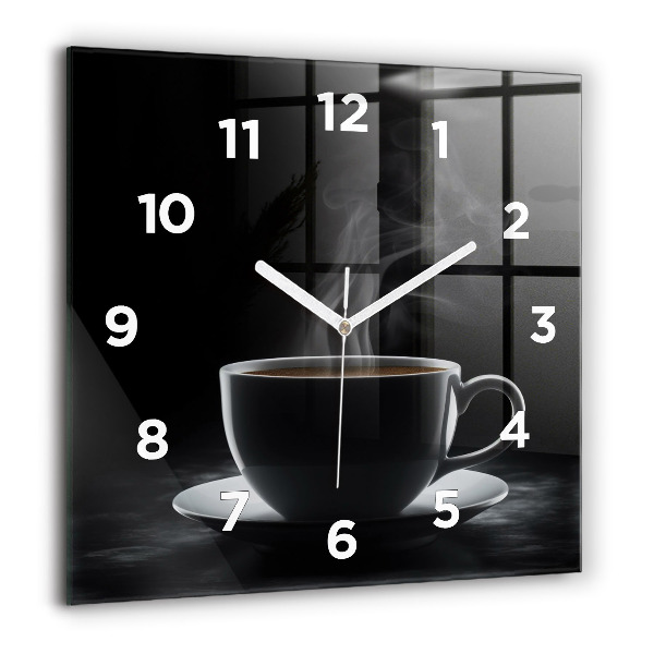 Square wall clock A cup of black coffee