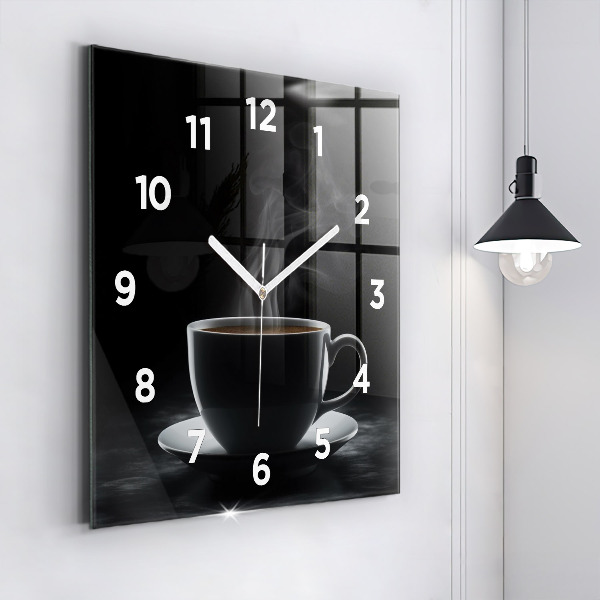 Square wall clock A cup of black coffee