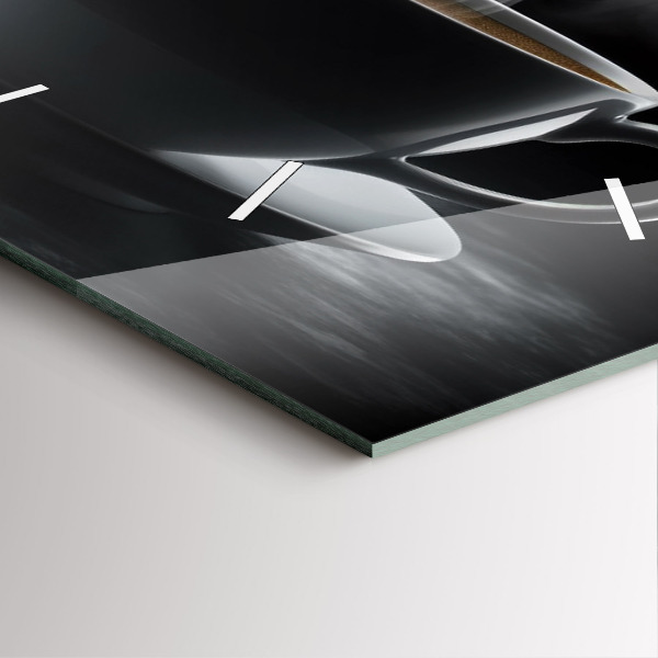 Square wall clock A cup of black coffee