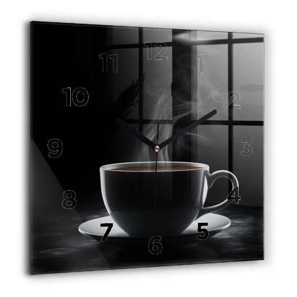 Square wall clock A cup of black coffee