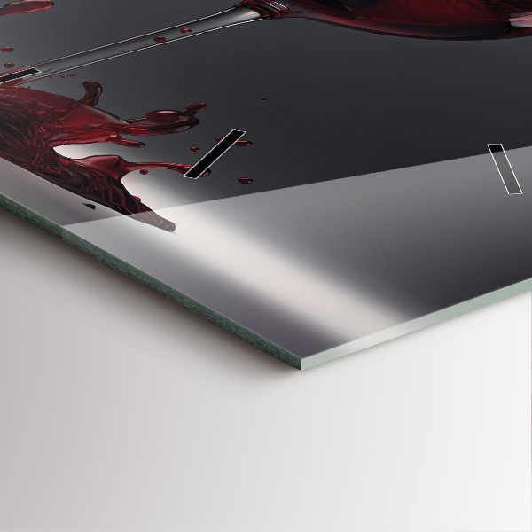 Square wall clock A glass of red wine