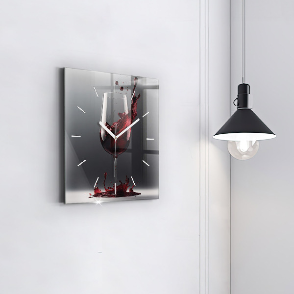 Square wall clock A glass of red wine