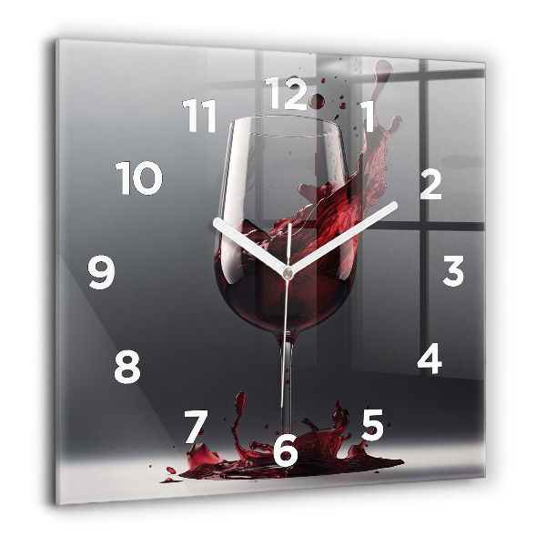 Square wall clock A glass of red wine