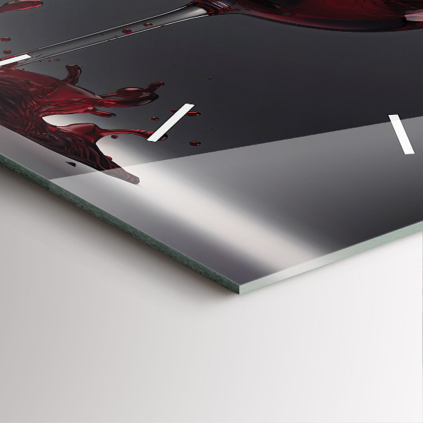 Square wall clock A glass of red wine