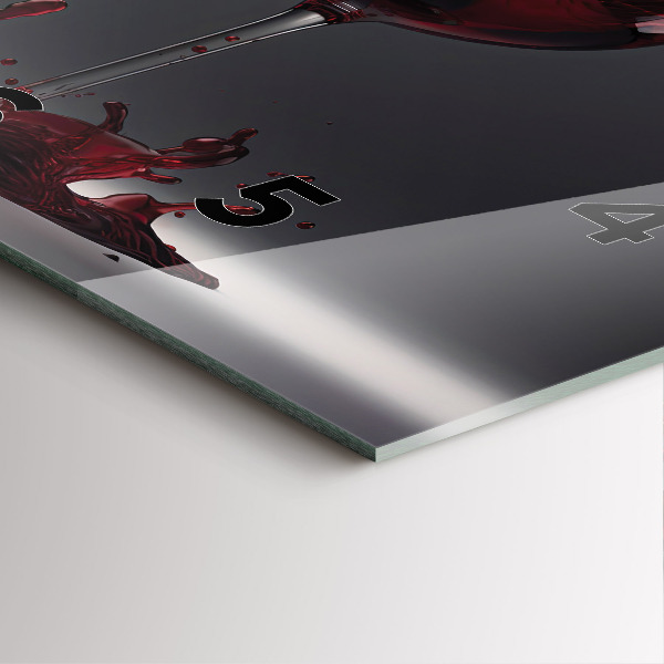 Square wall clock A glass of red wine