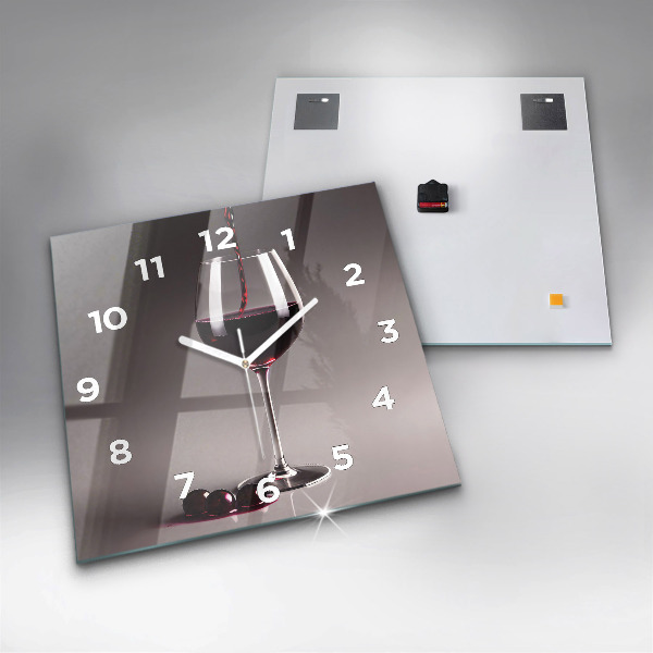 Square wall clock A glass of red wine