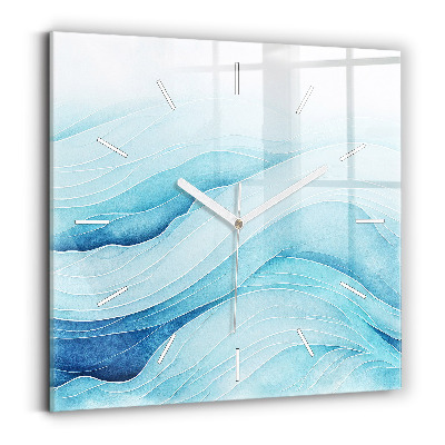 Square wall clock Blue clouds