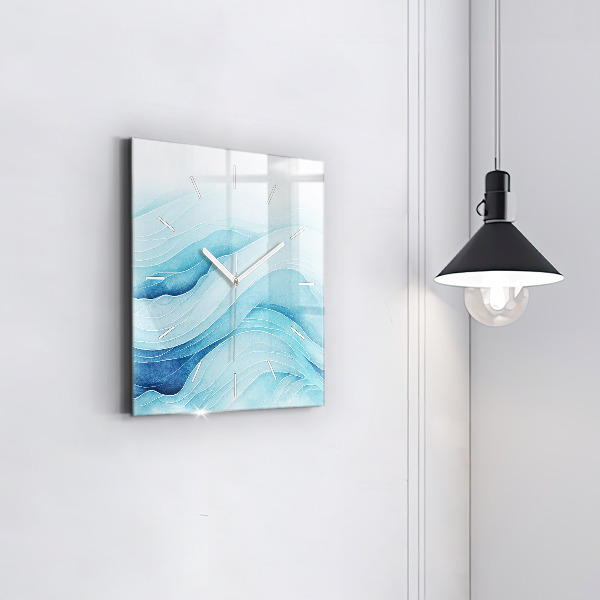 Square wall clock Blue clouds