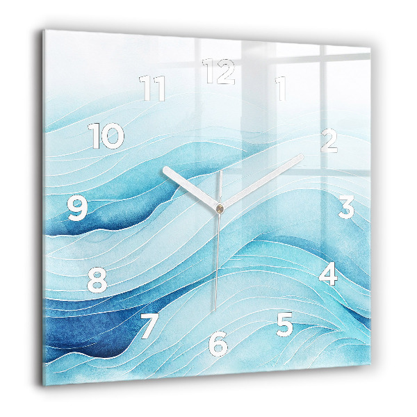 Square wall clock Blue clouds