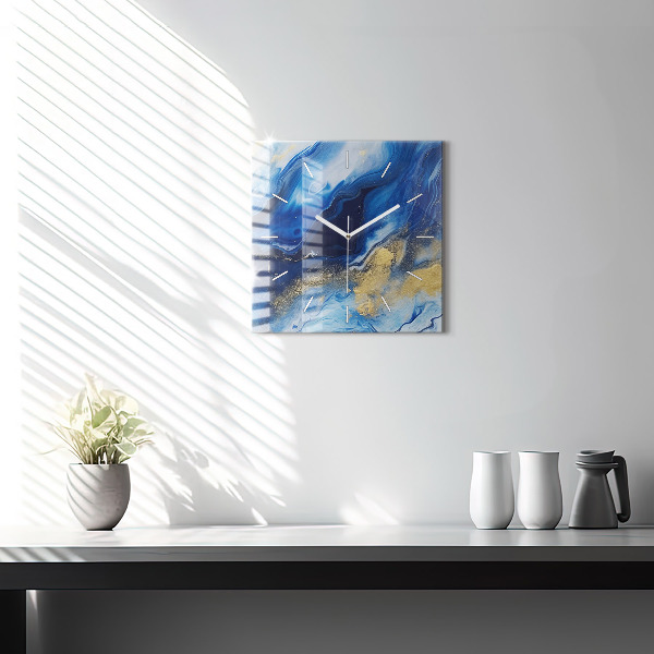 Square wall clock Blue marble