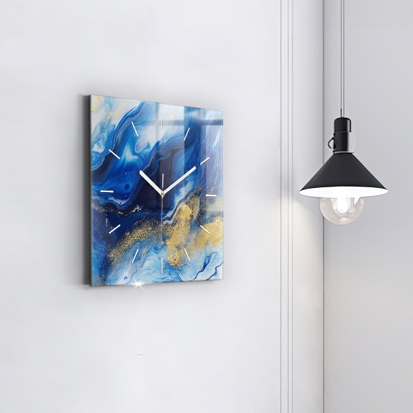Square wall clock Blue marble