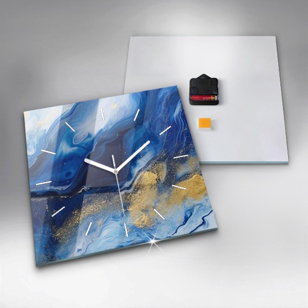 Square wall clock Blue marble