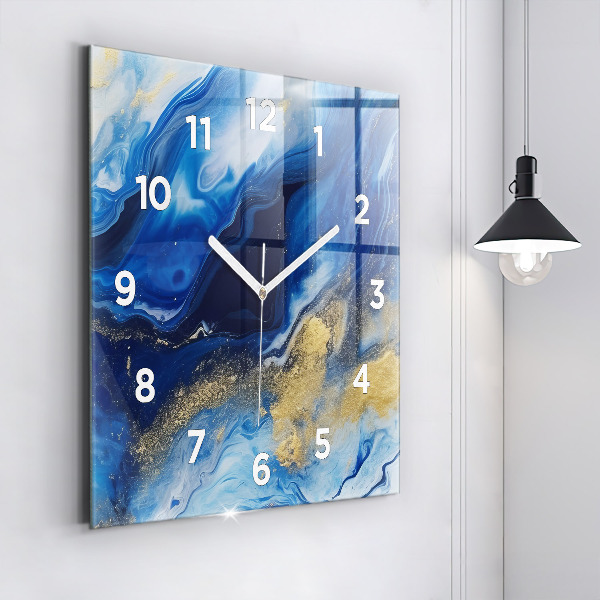 Square wall clock Blue marble