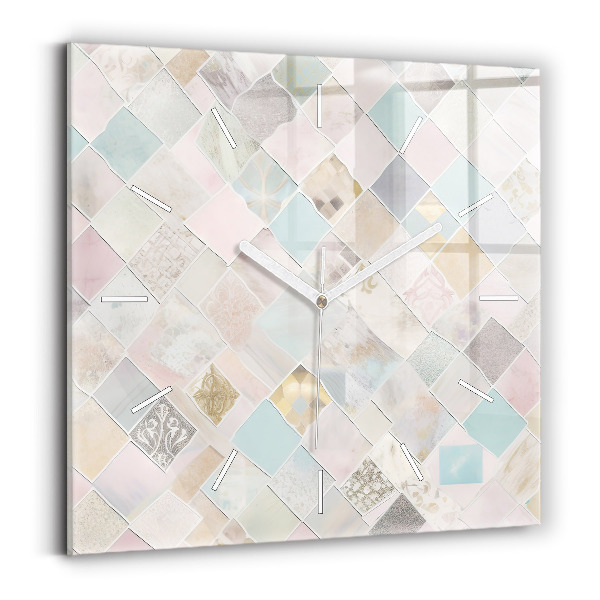 Square wall clock Colored tiles
