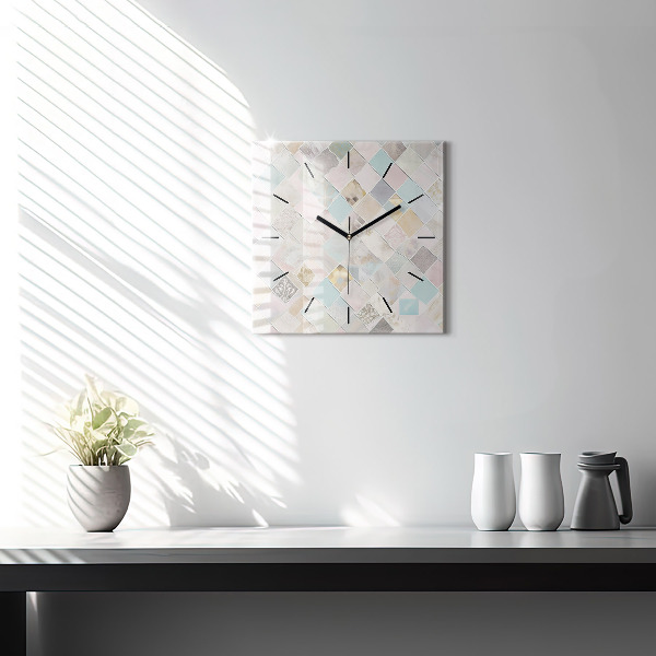 Square wall clock Colored tiles
