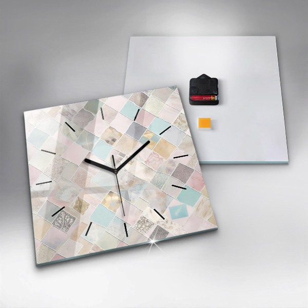 Square wall clock Colored tiles