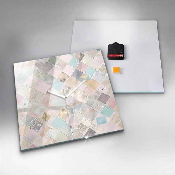 Square wall clock Colored tiles