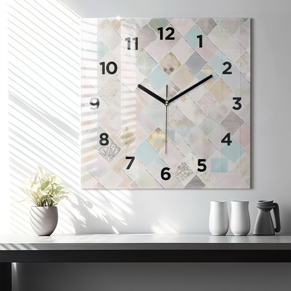 Square wall clock Colored tiles