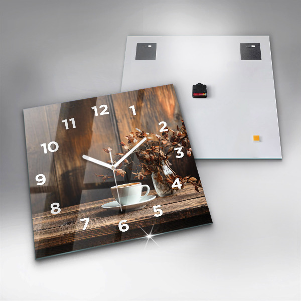 Square wall clock A cup of coffee