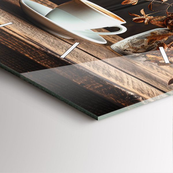 Square wall clock A cup of coffee