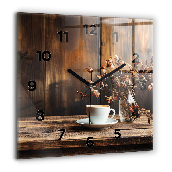 Square wall clock A cup of coffee